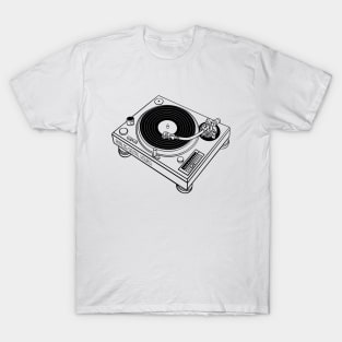 Turntable (Black Lines) Analog / Music T-Shirt